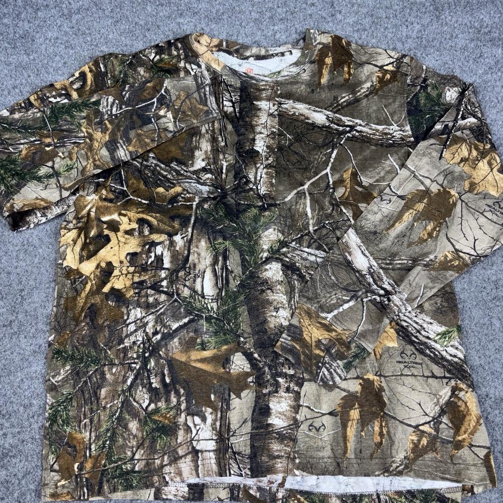 Game Winner Hunting Shirt Mens Large Camo Long Sleeve Outdoor Woodland Brown EUC